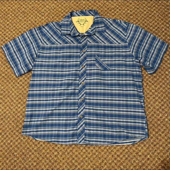Cabela's Outfitter Series Short Sleeve Button Up Size XL Blue Check - Picture 5 of 10